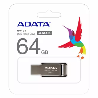 ADATA Flash Disk 64GB UV131, USB 3.1 DashDrive, Chromium Grey, sivá