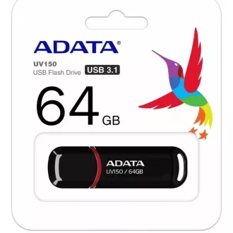 ADATA Flash Disk 64GB UV150, USB 3.1 Dash Drive (R: 90/W: 20 MB/s) čierna