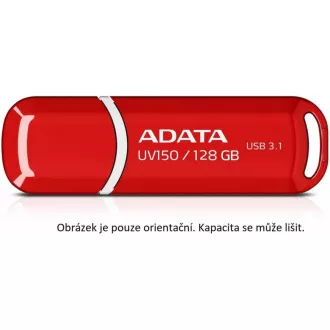 ADATA Flash 64GB UV150, USB 3.1 Dash Drive (R:90/W:20 MB/s) červená ADATA Flash 64GB UV150, USB 3.1 Dash Drive (R:90/W:20 MB/s) červená