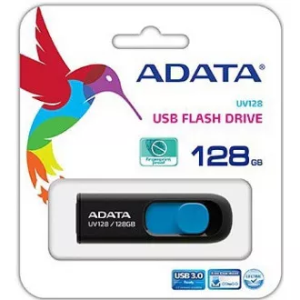 ADATA Flash Disk 128GB UV128, USB 3.1 Dash Drive (R: 90/W: 40 MB/s) čierna / modrá