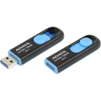 ADATA Flash Disk 128GB UV128, USB 3.1 Dash Drive (R: 90/W: 40 MB/s) čierna / modrá