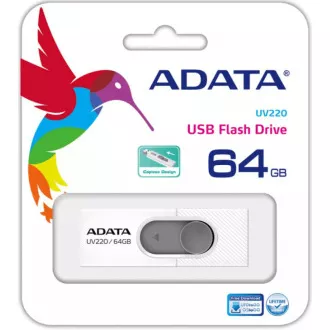 ADATA Flash Disk 64GB UV220, USB 2.0 Dash Drive, biela/sivá