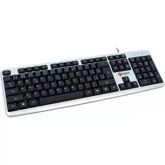 C-TECH klávesnica KB-102 USB, slim, silver, SK/SK