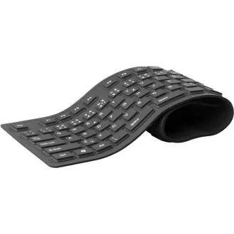 C-TECH klávesnica FK-01, gélová, flexibilná, čierna, USB, CZ/SK