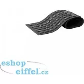 C-TECH klávesnica FK-01, gélová, flexibilná, čierna, USB, CZ/SK
