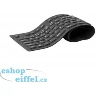 C-TECH klávesnica FK-01, gélová, flexibilná, čierna, USB, CZ/SK