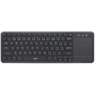 C-TECH klávesnica WLTK-01, bezdrôtová s touchpadom, čierna, USB