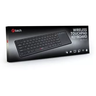 C-TECH klávesnica WLTK-01, bezdrôtová s touchpadom, čierna, USB