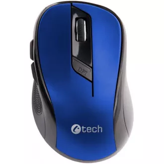 C-TECH myš WLM-02, čierno-modrá, bezdrôtová, 1600DPI, 6 tlačidiel, USB nano receiver