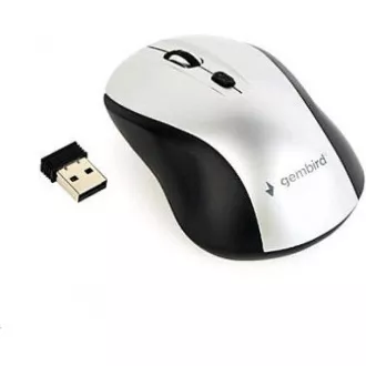 GEMBIRD myš MUSW-4B-02-BS, čierno-strieborná, bezdrôtová, USB nano receiver