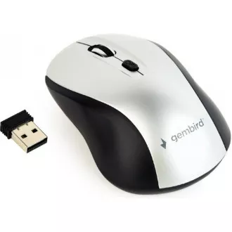 GEMBIRD myš MUSW-4B-02-BS, čierno-strieborná, bezdrôtová, USB nano receiver