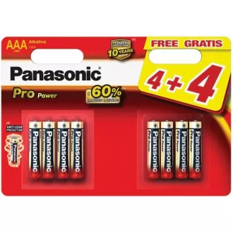 PANASONIC Alkalické batérie - Pre Power AAA 4+4F 1, 5V balenie - 8ks
