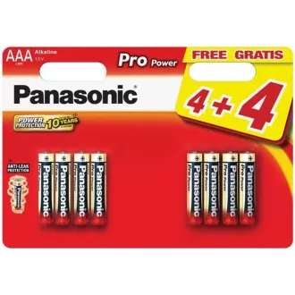 PANASONIC Alkalické batérie - Pre Power AAA 4+4F 1, 5V balenie - 8ks