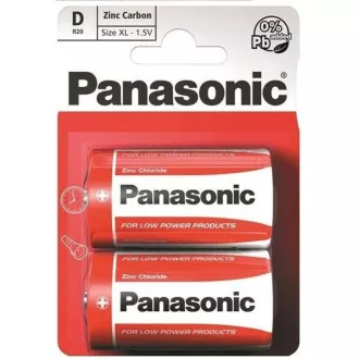 PANASONIC Zinkouhlíkové batérie Red Zinc R20RZ/2BP EU D 1, 5V (Blister 2ks)