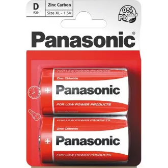 PANASONIC Zinkouhlíkové batérie Red Zinc R20RZ/2BP EU D 1, 5V (Blister 2ks)