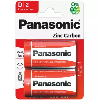 PANASONIC Zinkouhlíkové batérie Red Zinc R20RZ/2BP EU D 1, 5V (Blister 2ks)