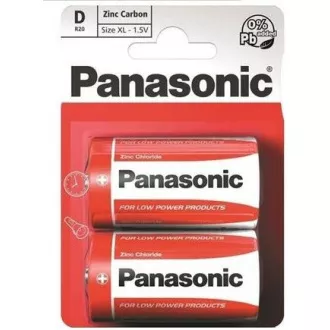 PANASONIC Zinkouhlíkové batérie Red Zinc R20RZ/2BP EU D 1, 5V (Blister 2ks)