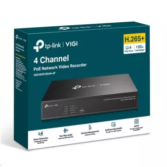 TP-Link VIGI NVR1004H-4P, videorekordér, 4 kanály, 4xPoE, 1xSATA, 1x100Mbps LAN, 2xUSB2.0, 1xHDMI, 1xVGA
