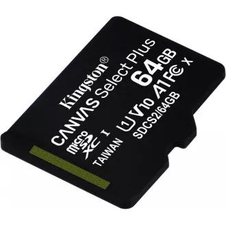 Kingston 64GB micSDXC Canvas Select Plus 100R A1 C10 Card + SD adaptér