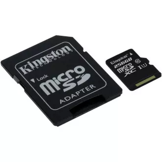 Kingston 256GB micSDXC Canvas Select Plus 100R A1 C10 Card + SD adaptér