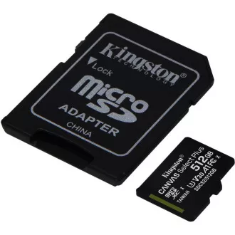 Kingston 512GB micSDXC Canvas Select Plus 100R A1 C10 Card + SD adaptér Kingston 512GB micSDXC Canvas Select Plus 100R A1 C10 Card + SD adaptér