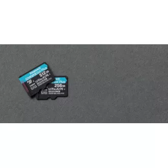 Kingston MicroSDXC karta 256GB Canvas Go! Plus, R: 170/W: 90MB/s, Class 10, UHS-I, U3, V30, A2 + Adaptér