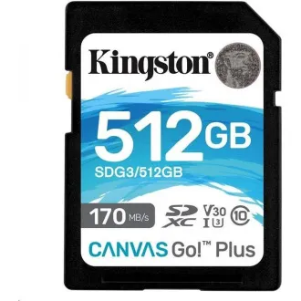 Kingston MicroSDXC karta 512GB Canvas Go! Plus, R: 170/W: 90MB/s, Class 10, UHS-I, U3, V30, A2 + Adaptér - Použité Kingston MicroSDXC karta 512GB Canvas Go! Plus, R: 170/W: 90MB/s, Class 10, UHS-I, U3, V30, A2 + Adaptér - Použité