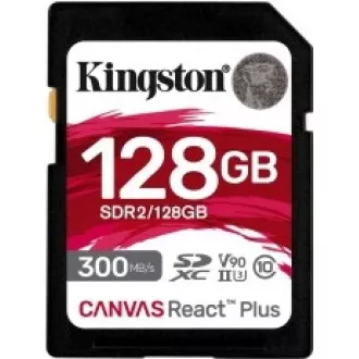 Kingston 128 GB Canvas React Plus SDXC UHS-II 300 R/260 W U3 V90 pre Full HD/4K/8K