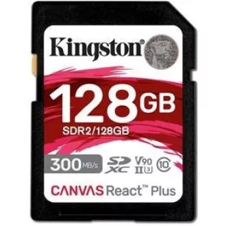 Kingston 128 GB Canvas React Plus SDXC UHS-II 300 R/260 W U3 V90 pre Full HD/4K/8K