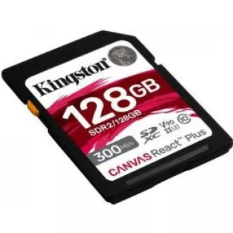 Kingston 128 GB Canvas React Plus SDXC UHS-II 300 R/260 W U3 V90 pre Full HD/4K/8K