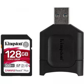 Kingston 128 GB Canvas React Plus SDXC UHS-II 300 R/260 W U3 V90 pre Full HD/4K/8K