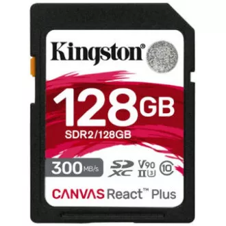 Kingston 128 GB Canvas React Plus SDXC UHS-II 300 R/260 W U3 V90 pre Full HD/4K/8K