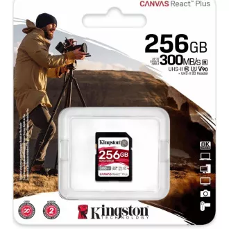 Kingston 256 GB Canvas React Plus SDXC UHS-II 300 R/260 W U3 V90 pre Full HD/4K/8K