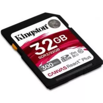 Kingston 32 GB Canvas React Plus SDHC UHS-II 300 R/260 W U3 V90 pre Full HD/4K/8K