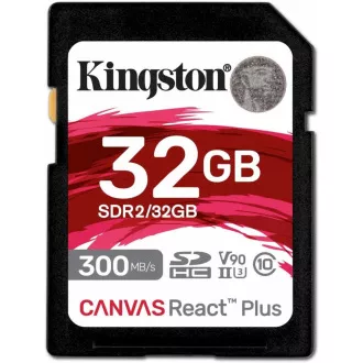 Kingston 32 GB Canvas React Plus SDHC UHS-II 300 R/260 W U3 V90 pre Full HD/4K/8K