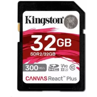 Kingston 32 GB Canvas React Plus SDHC UHS-II 300 R/260 W U3 V90 pre Full HD/4K/8K