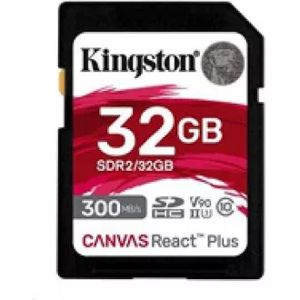 Kingston 32 GB Canvas React Plus SDHC UHS-II 300 R/260 W U3 V90 pre Full HD/4K/8K