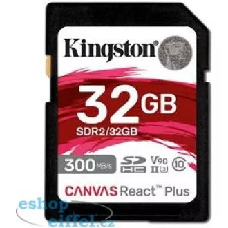 Kingston 32 GB Canvas React Plus SDHC UHS-II 300 R/260 W U3 V90 pre Full HD/4K/8K