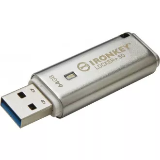 Kingston 64GB IKLP50 IronKey Locker+ 50 AES USB, w/256bit Encryption