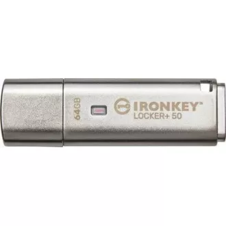 Kingston 64GB IKLP50 IronKey Locker+ 50 AES USB, w/256bit Encryption