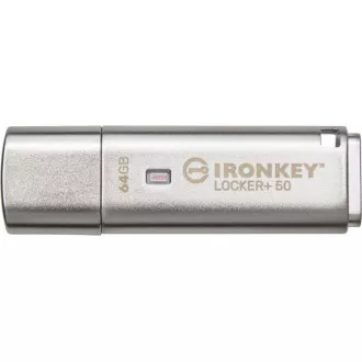 Kingston 64GB IKLP50 IronKey Locker+ 50 AES USB, w/256bit Encryption