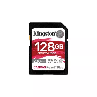 Kingston SDXC 128GB karta Canvas React Plus, UHS-II, U3, V60, R:280/W:100MB/s