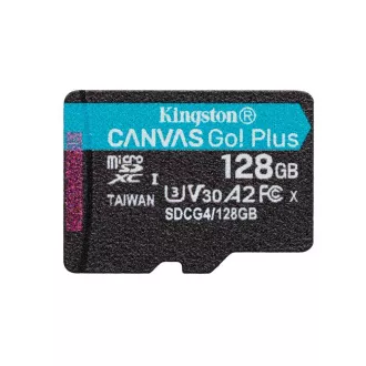 Kingston MicroSDXC karta 128GB Canvas Go! Plus, R: 200/W: 160MB/s, Class 10, UHS-I, U3, V30, A2 + Adaptér Kingston MicroSDXC karta 128GB Canvas Go! Plus, R: 200/W: 160MB/s, Class 10, UHS-I, U3, V30, A2 + Adaptér