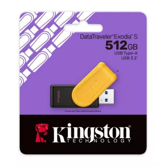 Kingston Flash Disk 512GB USB3.2 Gen 1 DataTraveler Exodia S (Black + Yellow)