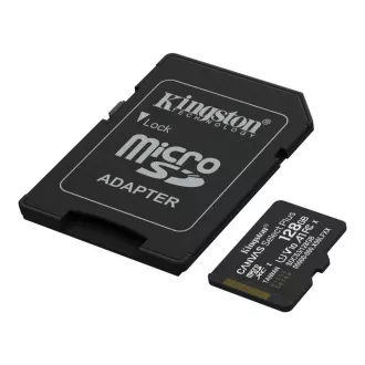 Kingston MicroSDXC karta 128 GB Canvas Select Plus, U1, V10, A1, SD Adaptér