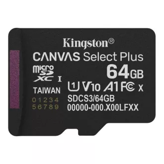 Kingston MicroSDXC 64GB karta Canvas Select Plus, U1, V10, A1 Kingston MicroSDXC 64GB karta Canvas Select Plus, U1, V10, A1