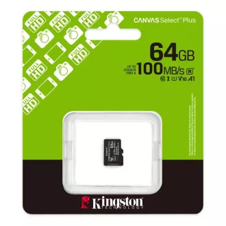 Kingston MicroSDXC 64GB karta Canvas Select Plus, U1, V10, A1 Kingston MicroSDXC 64GB karta Canvas Select Plus, U1, V10, A1