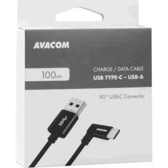 Dátový a nabíjací kábel USB - USB Type-C, 100cm, konektor v uhle 90 °, čierny