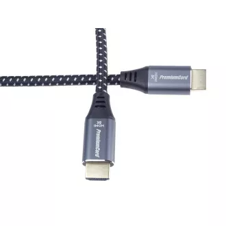 PREMIUMCORD Kábel HDMI 2.1 High Speed + Ethernet kábel 8K@60Hz, pozlátené konektory, 0, 5m