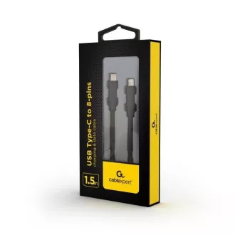 GEMBIRD Kábel USB 2.0 Type-C na Ligtning (CM/8pinM), 1, 5m, dátový, čierna